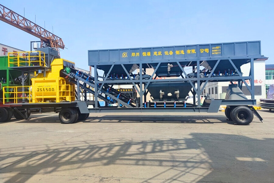 YHZS1.3 double-horizontal shaft mobile concrete batching station equipment for sale, mobile concrete batching station manufacturer - Henan Hengyuan