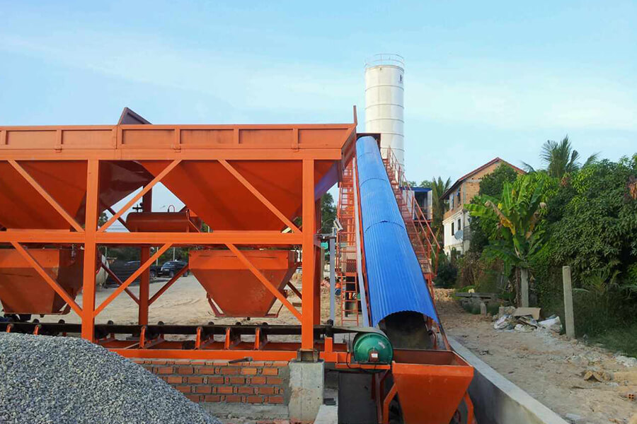 Cambodia concrete batching plant success case, concrete batching plant work site-Henan Hengyuan